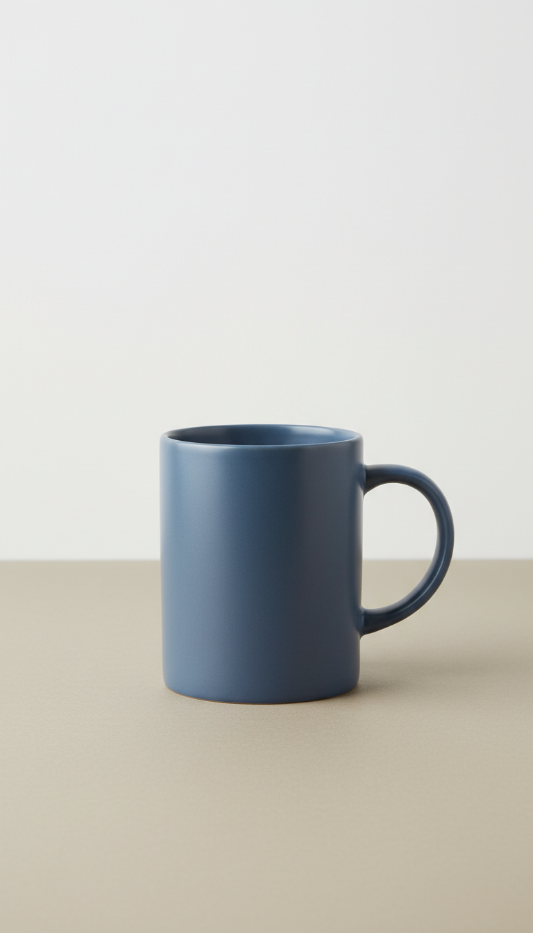 Slate blue ceramic mug with hand-glazed finish