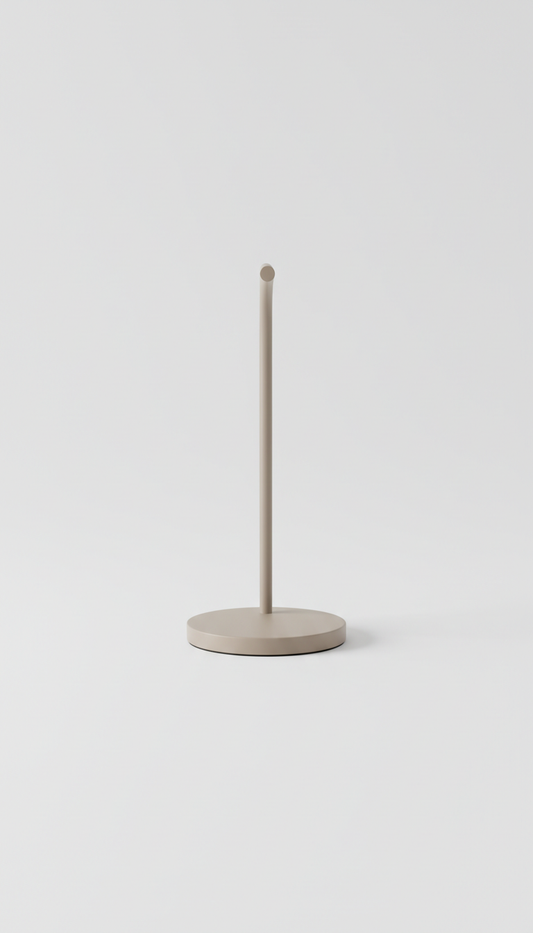 Minimalist taupe desk lamp with dimmable touch control